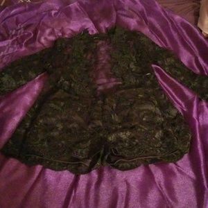 Black laced blazer and shorts set